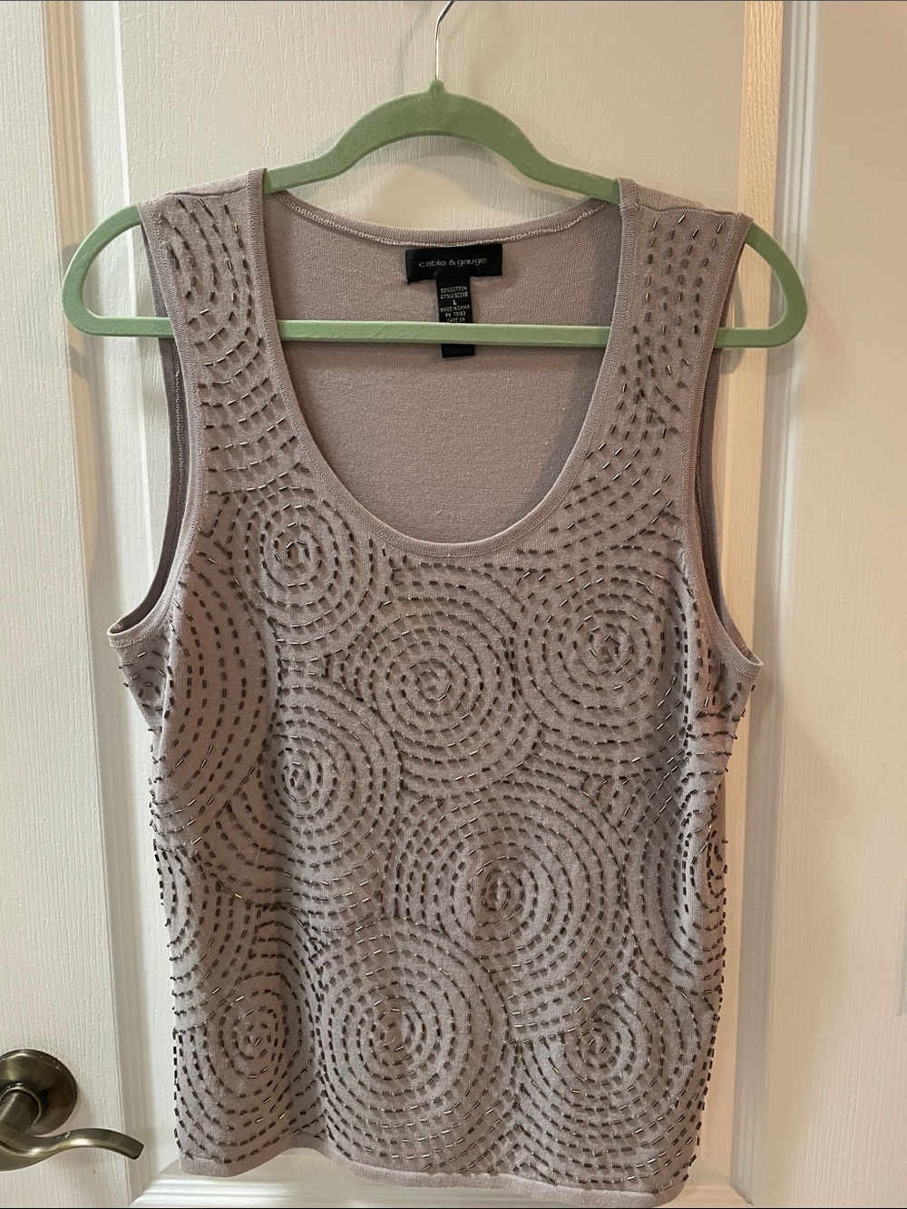 Caslon Taupe Embellished Scoop Neck Tank